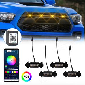자동차 독수리 눈 LED 그릴 라이트 범용 주간 러닝 RGB APP 제어 그릴 조명 중앙 그리드 오프로드 경고 펀치 무료