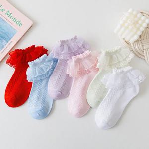 5 짝/몫 여자 양말 여름 새로운 메쉬 스타일 코튼 얇은 아기 양말 유행 탄성 흰색 레이스 꽃 어린이 공주 양말