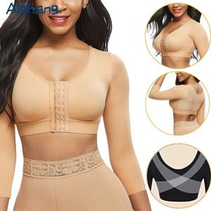 여성을위한 Aishang 팔 셰이퍼 수술 후 푸시 업 브래지어 압축 슬리브 슬리밍 팔 프론트 클로저 Seamless Shapewear