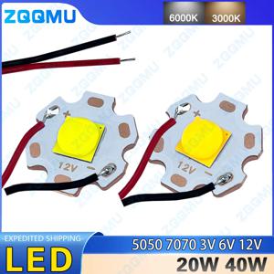 3V 6V 12V LED 20W 40W 높은 전력 5050 7070 칩 세라믹 브래킷 램프 구슬 손전등 헤드 라이트 서치