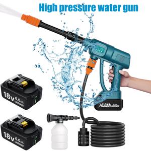 Makita 18V 배터리, 휴대용 압력 와셔와 호환되는 무선 압력 청소기 경량 무선 제트 세차 자동차 세탁기 거품 발생기 노즐 워터 펌프 5M 호스