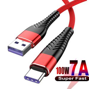 100W 7A USB to Type C 고속 충전 케이블, 고속 데이터 전송, 나일론 편조 코드 (삼성, 화웨이, 샤오미, 레드미, 아이폰용)