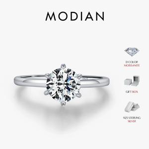 MODIAN 여성용 모이사나이트 랩 다이아몬드 반지, 925 스털링 실버, 결혼 약혼 백금 도금 파인 주얼리, 1CT