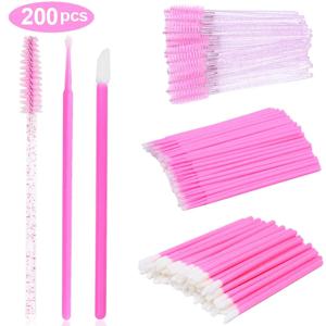 200Pcs 일회용 속눈썹 브러쉬 래쉬 확장 마스카라 완드 스풀리 도구 세트 립스틱 립 글로스 브러쉬 메이크업 애플리케이터