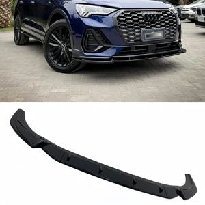 아우디 Q3 MK2 F3 S-line 스포트백 2.0 TFSI TDI 2019-2024 튜닝 바디 키트용 3피스 글로스 블랙 자동차 프론트 범퍼 립 스플리터
