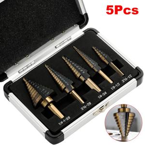 HSS 4241 코발트 다중 구멍 50 크기 스텝 드릴 세트 도구 금속 목재 스텝 콘 드릴 비트 용 알루미늄 케이스 금속 드릴링 도구