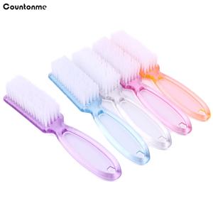 4Pcs 투명 네일 브러쉬 청소 브러쉬 플라스틱 손잡이 그립 다기능 브러시 클리너 매니큐어 용 페디큐어 스크러빙