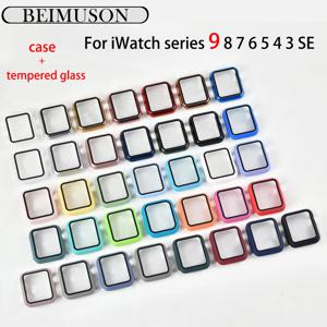 강화 유리 + Apple Watch용 커버 49mm 46mm 45mm 44mm 42mm 41mm 40mm 38mm PC 범퍼 스크린 프로텍터 케이스 iWatch 시리즈 1-11