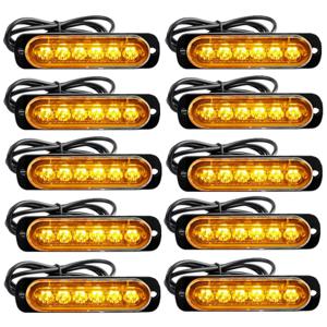 10PCS 스트로브 라이트 12v-24v 6LED 트럭 트레일러 조명 스트로보스코프 LED 자동차 조명 비상 경고 위험 플래시 라이트