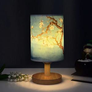 LED 광장 장식 테이블 램프 간단한 중국 스타일 디 밍이 가능한 EU 플러그 야간 조명 패브릭 전등 갓 침실 머리맡 조명