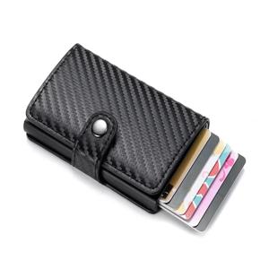 남성용 RFID 차단 은행 카드 홀더 지갑, 명품 브랜드 남성 가죽 신용카드 홀더 케이스, 고급스럽고 슬림한 스마트 지갑