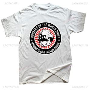 Karl Marx 노동자 단결 반팔 티셔츠, 마르크스 사회주의 그래픽 프린트, 스트리트웨어, 여름 스타일, 남자 티셔츠