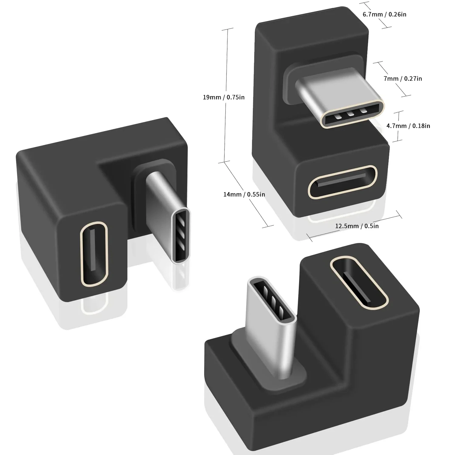 1-3PCS Type-C USB 3.1 10Gbps PD 60W 충전 케이블 어댑터 180 학위 Type-C 남성-여성 U 모양 커넥터 전화 태블릿