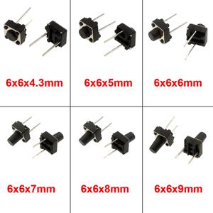 20/50/100Pcs 마이크로 촉각 스위치 순간 택트 DIP 스위치 2Pin 6x6mm 마이크로 터치 푸시 버튼 스위치 높이 5mm 6mm 7mm 8mm 9mm