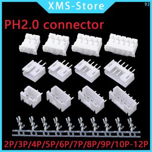 JST PH2.0 2/3/4/5 핀 터미널 플라스틱 쉘 수 플러그 + 암 소켓 와이어 커넥터 PH2.0 2P 3P 4P 5P 6P 7P 8P 9P 10P 12P