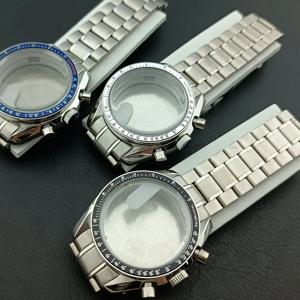 새로운 39.7mm 시계 스테인레스 스틸 문 백 커버 케이스 맞는 VK63 무브먼트 케이스 시계 액세서리 20mm 스트랩 시계 상자에 적합