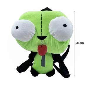 새로운 외계인 침략자 짐 3D 눈 로봇 Gir 배낭 귀여운 인형 봉제 녹색 카와이 봉제 인형 배낭 Gir의 크리스마스 선물