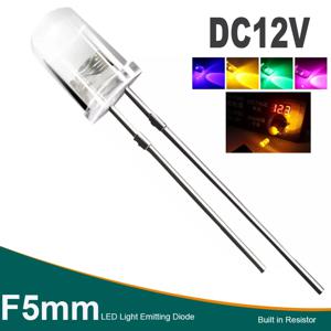 DC12V LED 다이오드 라운드 5mm 다이오드 방출 전구 모듈 손전등에 대 한 슈퍼 밝은 물 맑은 녹색 빨간색 흰색 노란색 파란색 DIY