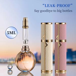 5ml PU 가죽 미니 향수 분무기 병 스프레이어, 기내 반입 가능, 밀폐형 여행용 맞춤형 리필 가능 병