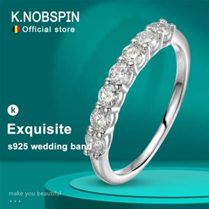 KNOBSPIN D VVS1 Moissanite 반지 GRA 인증 실험실 성장 다이아몬드 솔리드 925 스털링 실버 18k 여성용 쌓을 수있는 결혼 반지