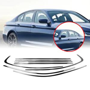 BMW 5 시리즈 G30 2018-23 짧은 축 길이 글로스 블랙 외부 창 장식 스트립 트림 씰 웨더스트립 보호 커버 스타일링