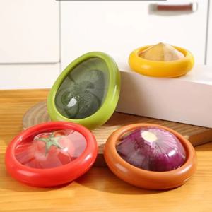 1PC/4Pcs 세트 과일 보존 보관 상자 실리콘 필름 식품 상자 보관을위한 봉인 된 미니 냉장고 야채 레몬 신선한