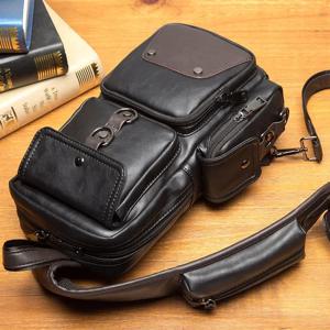 남자 메신저 가슴 가방에 대 한 가죽 Crossbody 가방 2024 새로운 패션 캐주얼 가방 방수 PU 단일 어깨 가방 빈티지 럭셔리