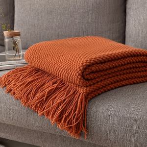 1pc Morandi 오렌지 술 니트 담요, 부드러운 따뜻한 던지기 담요 소파 소파 캠핑 여행을위한 낮잠 담요