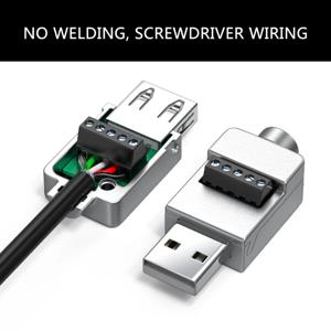 솔더리스 어댑터 금속 케이스, USB 2.0 수 터미널 블록, 데이터 커넥터, USB 나사 터미널 보드 플러그, USB2.0