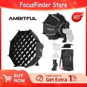AMBITFUL PF30/PF40 30cm/40cm 미니 스피드라이트 휴대용 옥타곤 엄브렐라 소프트박스 + 허니컴 그리드 야외 플래시 소프트박스 (Godox 호환)
