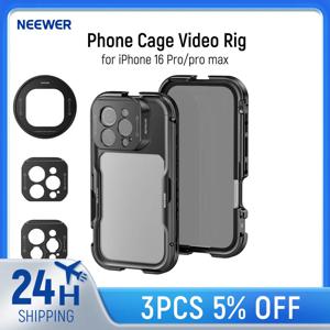 NEEWER 아이폰 16 프로/프로 맥스용 폰 케이지 케이스, 퀵 릴리즈 비디오 리그 폰 스태빌라이저 (67mm 필터 어댑터 포함)