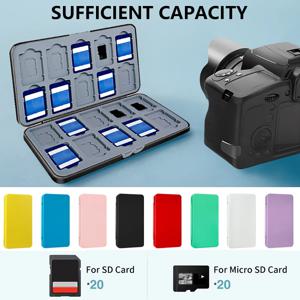 휴대용 SD 및 Micro SD 카드 보관함 (40개의 카드 슬롯, SD 20개 + TF 20개), SDHC, SDMC, TF 카드에 적합