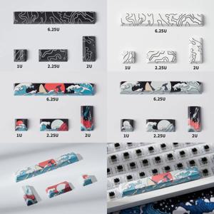 Coral Sea 키캡 4PCS 키캡 체리 프로파일 염료 서브 PBT 키캡 스페이스 바 6.25U ESC 기계식 키보드용 맞춤형 키캡 입력