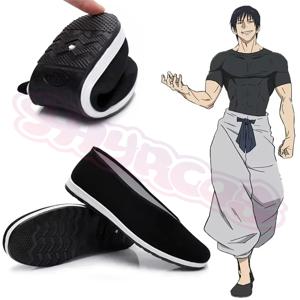 게임 Jujutsu Kaisen 쿵푸 신발 Toji Fushiguro 코스프레 신발 남성용 여성용 천 신발 할로윈 파티 블랙 부츠 선물 Cos