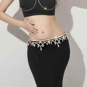 밸리 댄스 의상 액세서리 샤인 허리 체인 라인 석 배꼽 체인 벨트 크리스탈 쥬얼리 여성용 성능 허리 벨트
