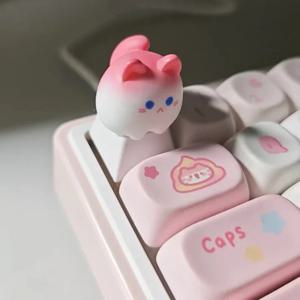 원래 핑크 고양이 귀여운 키 캡 OEM 높이 ABS 키 캡 체리 프로필 기계식 키보드 키 캡 게이머 선물용 Artisan Keycaps