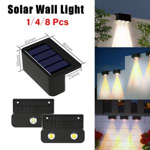 1-8 Pcs LED 태양 조명 야외 IP65 방수 현관 빛 계단 벽 장식 램프 집 마당 울타리 풀 정원 장식