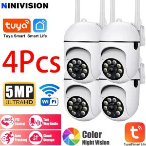 Tuya 5MP Wifi 카메라 실내 360 PTZ 애완 동물 베이비 모니터 IR 야간 투시경 Ai Tuya Smart Life로 P2P 감시 IP 카메라 감지