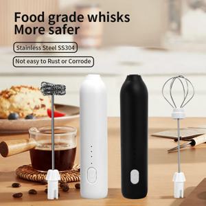 2 In 1 전기 커피 Frother + Egg Beater 무선 Type-C 충전 3 속도 소형 핸드 헬드 폼 메이커 우유 털 요리 도구