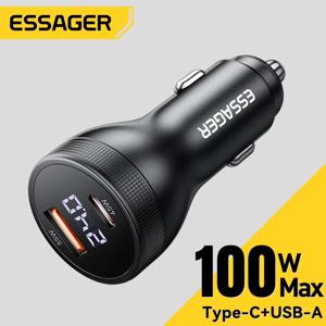 에사저 100W 차량용 충전기 USB C 퀵차지 PD 45W 아이폰 15 프로 14 샤오미 포코 삼성 갤럭시 S24 고속 충전기