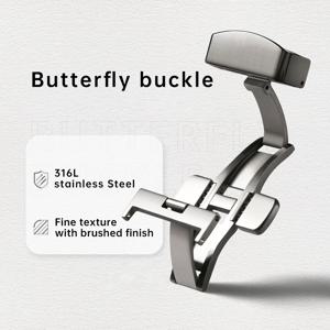 Maikes 18mm 20mm 버터플라이 버클 316L 스테인레스 스틸 시계 걸쇠 가죽 스트랩 버클