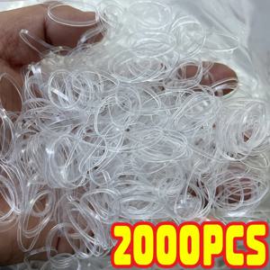 200/2000pcs 소녀 일회용 고무 밴드 명확한 탄성 헤어 밴드 어린이 포니 테일 홀더 넥타이 머리띠 어린이 헤어 액세서리