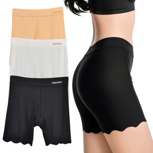 1PC 여성 안전 반바지 플러스 사이즈 원활한 얼음 실크 짧은 바지 스커트 아래 얇은 높은 허리 복서 안티 문지름 Boyshorts 팬티