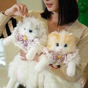 귀여운 시뮬레이션 고양이 디자이너 배낭 여성 Kawaii 부드러운 플러시 유행 배낭 지갑 여자 학교 가방 여자를위한 선물