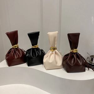 여성용 미니 PU 가죽 겨드랑이 주름 가방, 여성 패션 디자이너 레트로 숄더백, 핸드백 및 지갑, 신제품