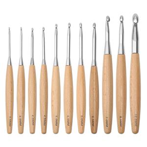 3-12mm 단단한 나무 손잡이 크로 셰 뜨개질 뜨개질 바늘 후크 멀티 사이즈 바느질 액세서리 양모 크로 셰 뜨개질 레이스 직조 공예 바늘