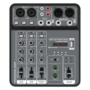 팬텀 파워 USB 스튜디오 사운드 믹서, 4 채널 오디오 믹서, 노래방용 블루투스 DJ 콘솔 믹싱, 48V