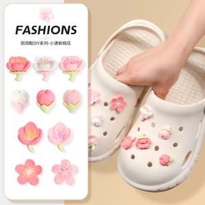 Crocs에 대 한 10 PCS 로맨틱 벚꽃 구두 매력 DIY 모든 일치 분리형 신발 버클 장식 액세서리 선물