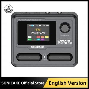 SONICAKE 포켓 마스터 미니 기타 베이스 앰프 100+ 멀티 이펙트 페달 APP 컨트롤 1.77' LCD 컬러 스크린 내장 배터리 QME-10