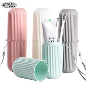 1/2pcs 휴대용 칫솔 컵 욕실 치약 홀더 보관 케이스 상자 주최자 여행 세면 용품 보관 컵